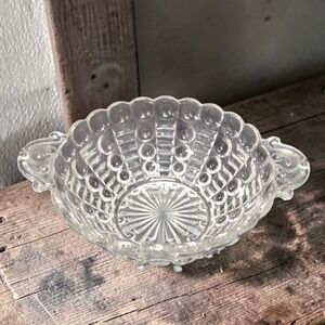 Anchor Hocking Clear Bubble Glass Dish, Tab Handle Bowl,‎ Replacement Glassware